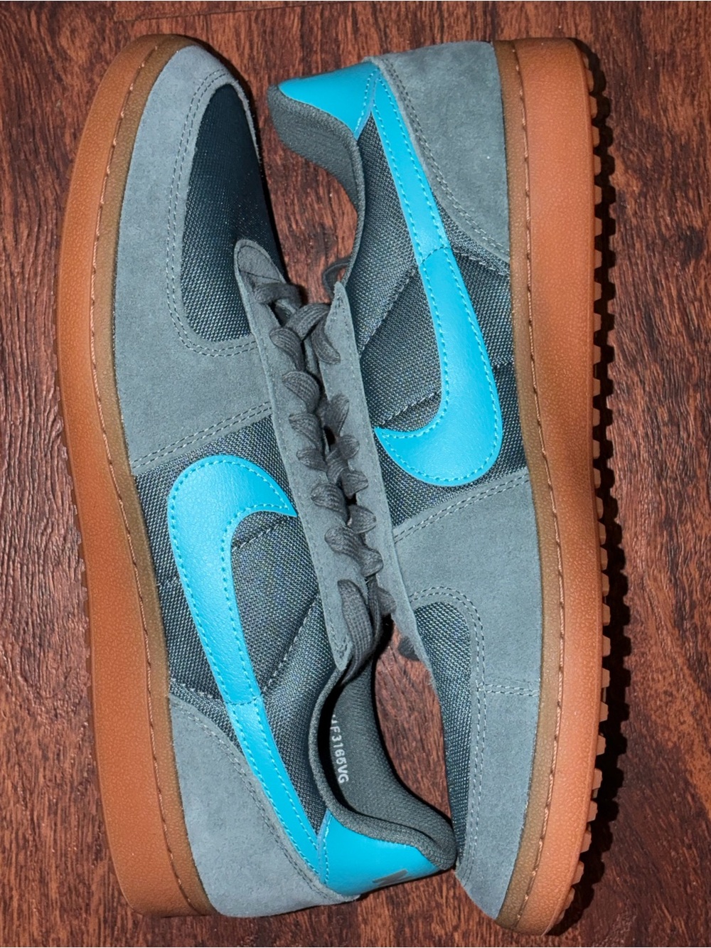 Nike size 13 Mens Gray Suede & Blue Accent Casual Shoe
